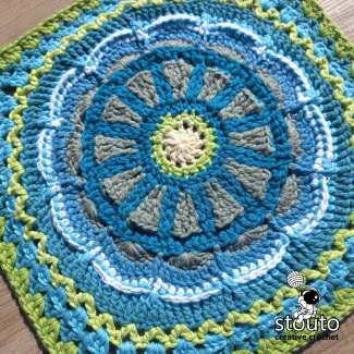 TMBJGF Flower Granny Square round-by-round crochet tutorial with detailed stitch construction.