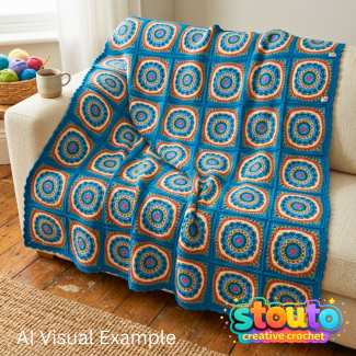 Sunrise Bloom Square flower granny square lapghan
