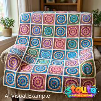 Sunrise Bloom Square granny square blanket