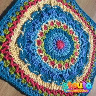 Sunrise Bloom Square Patchwork crochet flower blanket square
