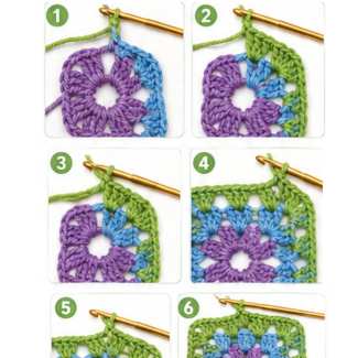 How to make a granny square round 3