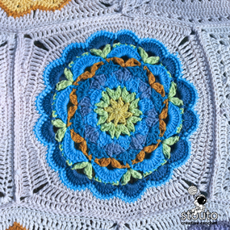 Forget me not Easy flower blanket granny square attern