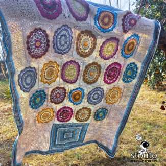 Crochet Granny Squares Blanket - Flower Pot Blanket include 12 diffrent square patterns