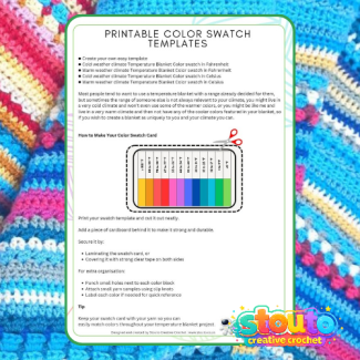 Printable temoerature blanket color swatches