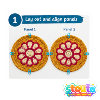 Step 1: Arrange the Crochet Panels - How to Join a Crochet Tote Bag: Panels, Seams and Straps