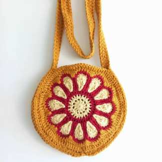 Crochet Circle bag made from craft cotton for festivals and bonfire parties