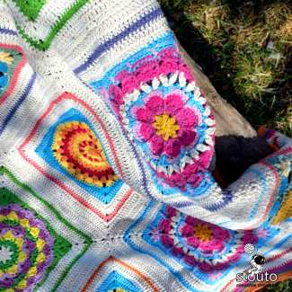 Textured crochet flower squares