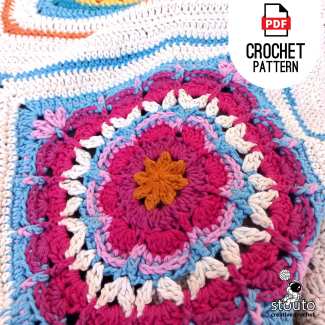 Crazy Daisy Square - Boxed Flower Square Blanket Pattern
