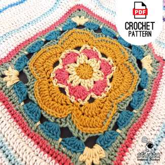 Big Flower Square - Boxed Flower Square Blanket Pattern