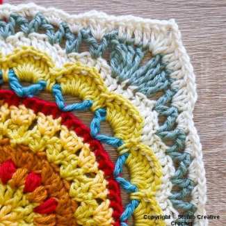Closeup of crochet granny sqaure