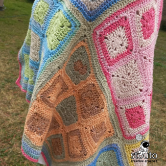 Granny square draped blanket made from 9 x small granny squares