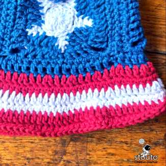 American flag style brimmed crochet hat pattern