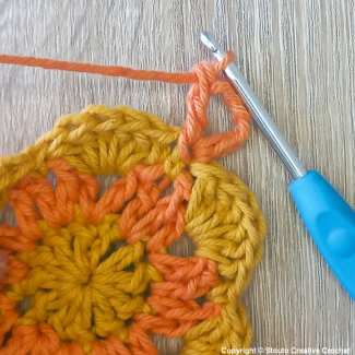 Big Flower Crochet Squares Steps Round 04