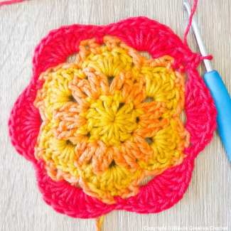 Big Flower Crochet Squares Steps Round 05