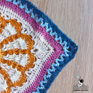 Finished flower square - showing final border frame- ready for next step