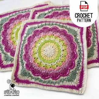 Crochet flower square protea blanket square