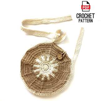 Easy sun centervdecal round crochet bag pattern