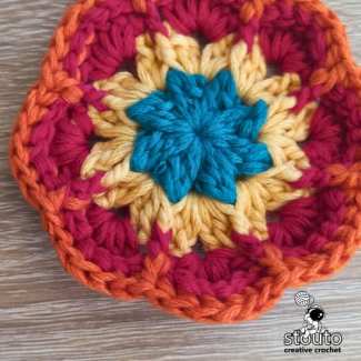 Fiorone Crochet Flower Granny Square Round 4 – Add Texture Around the Shells