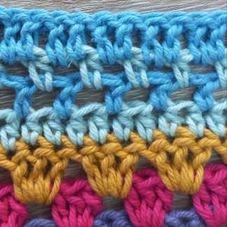 Mixed crochet stitch sampler blanket photo tutorial Rows 58 to 62
