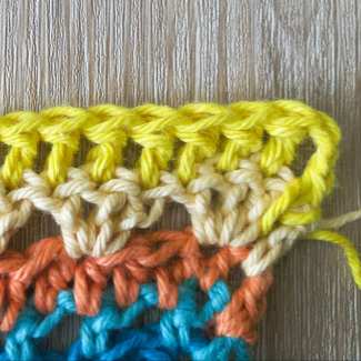 Row 26 of the mixed croche stitch sampler