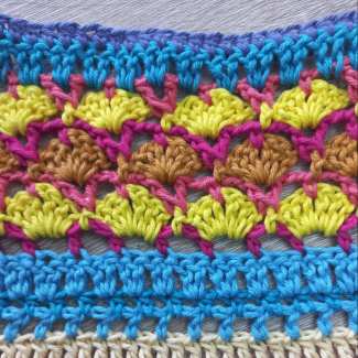 Ultimate Stitch sampler blanket. Photo reference: Rows 90 to 101 complete.