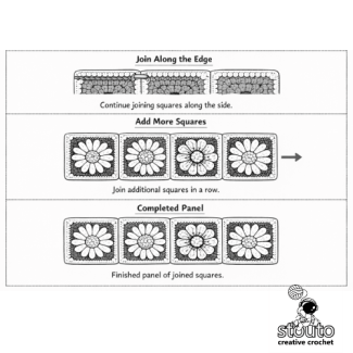 How to join crochet granny squares into panels