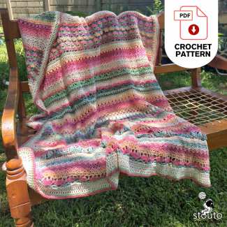 Instant download crochet blanket PDF pattern with complete written instructions and stitch diagrams.
