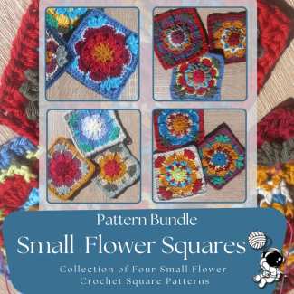 Four small crochet square in one easy to download PDF pattern bundle