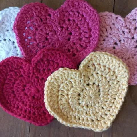 Collection of handmade crochet hearts