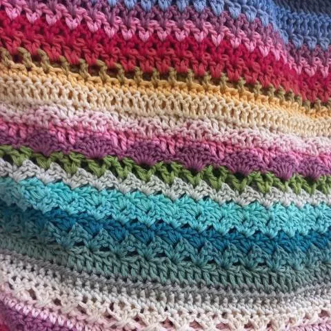 Textured Shell Crochet Rows 93–104 Stitch Sampler Blanket