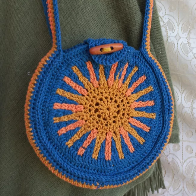 Starburts African Sun circle crossboby bag Round crochet pattern
