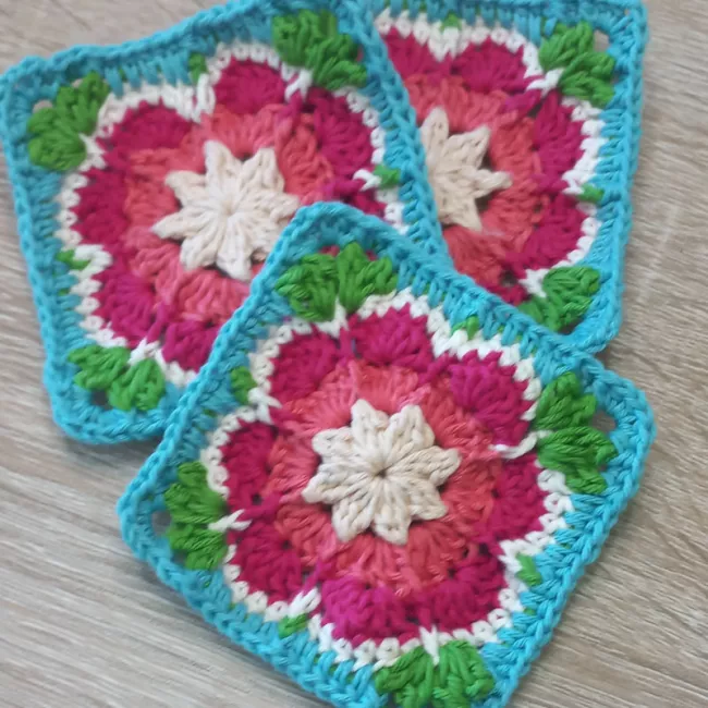 Colorful African Daisy Crochet Square Pattern