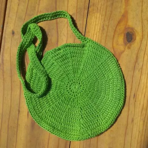 One color crochet roubd market bag