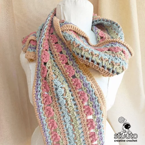 Handmade Floral Crochet Scarf – Boho Design