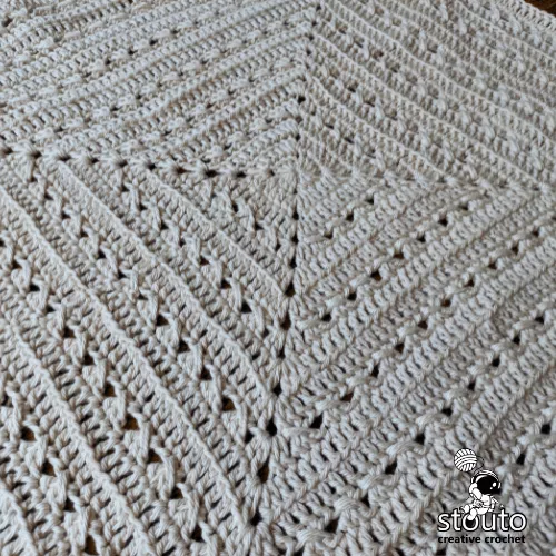 Crochet blanket yarn color layout with coordinated DK yarn shades
