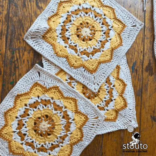 Textured crochet flower square, Flower Granny Square crochet pattern