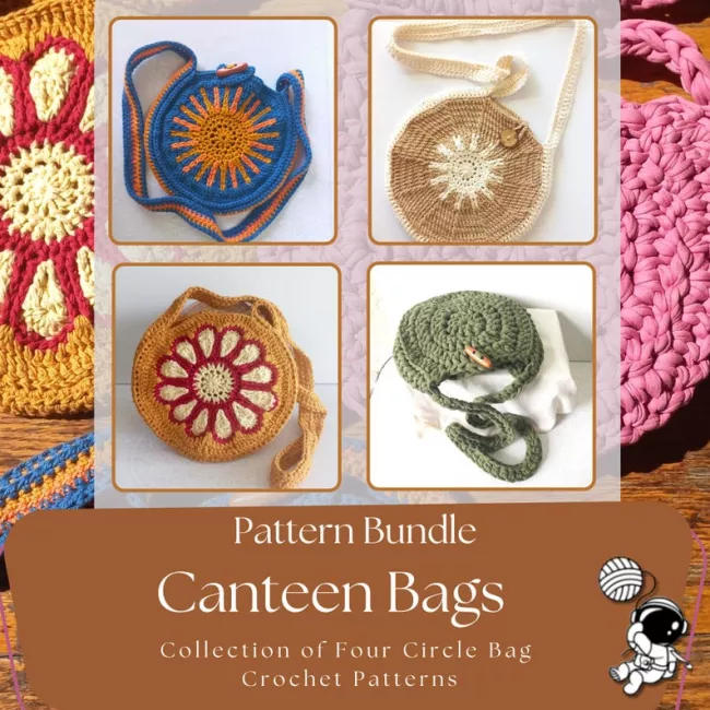 Canteen bags crochet pattern bundle, 4 diffrent  patterns included in one bundle.