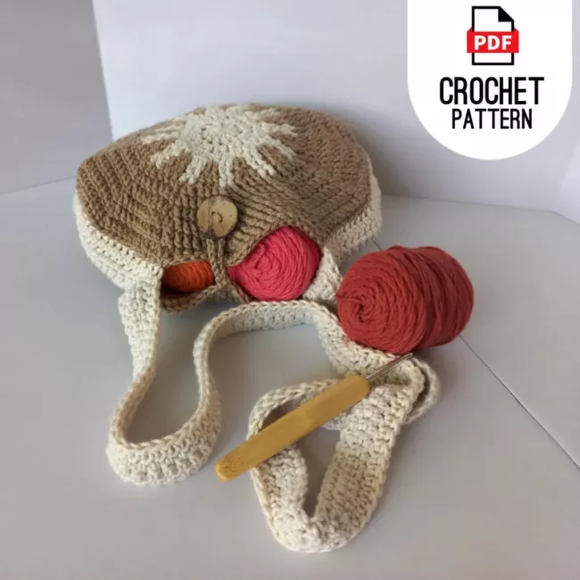 Boho crochet crossbody bag with adjustable shoulder strap