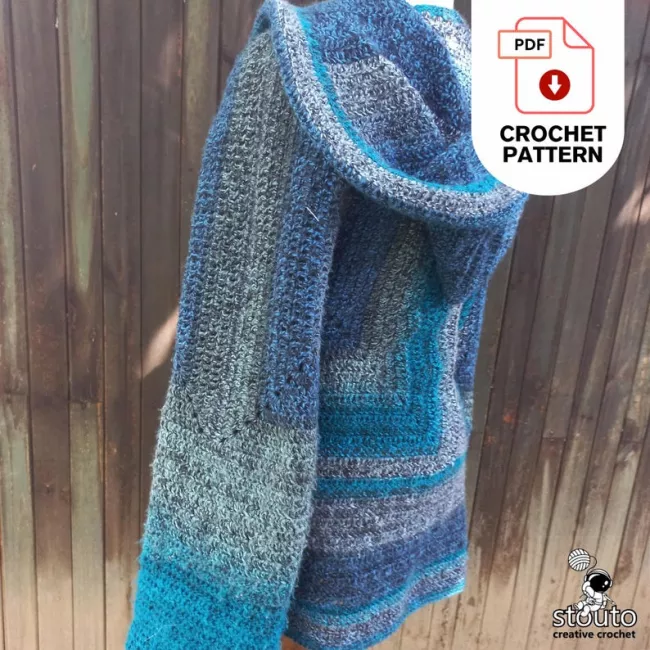 Easy hooded cozy winter crochet jacket crochet pattern