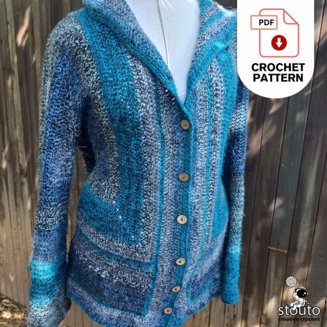 Free crochet jacket pattern, warm cozy easy reszing