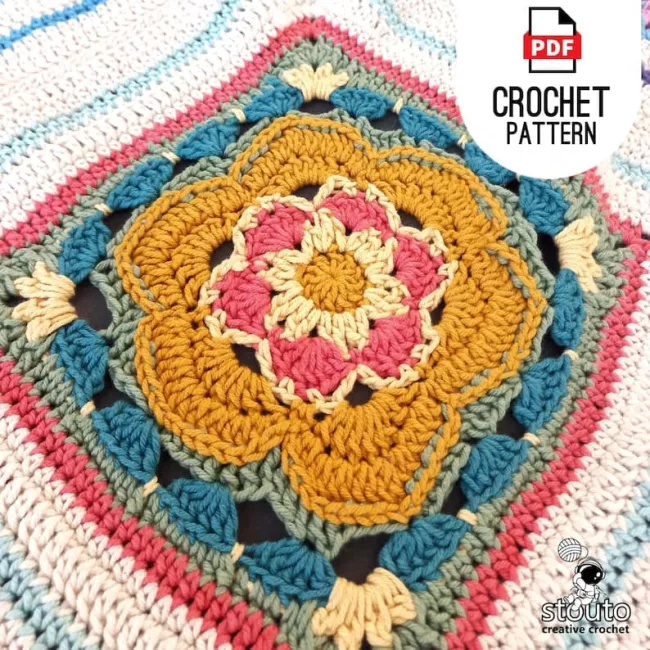 Boxed Flower Squares Crochet Blanket : Square One (Free Pattern)