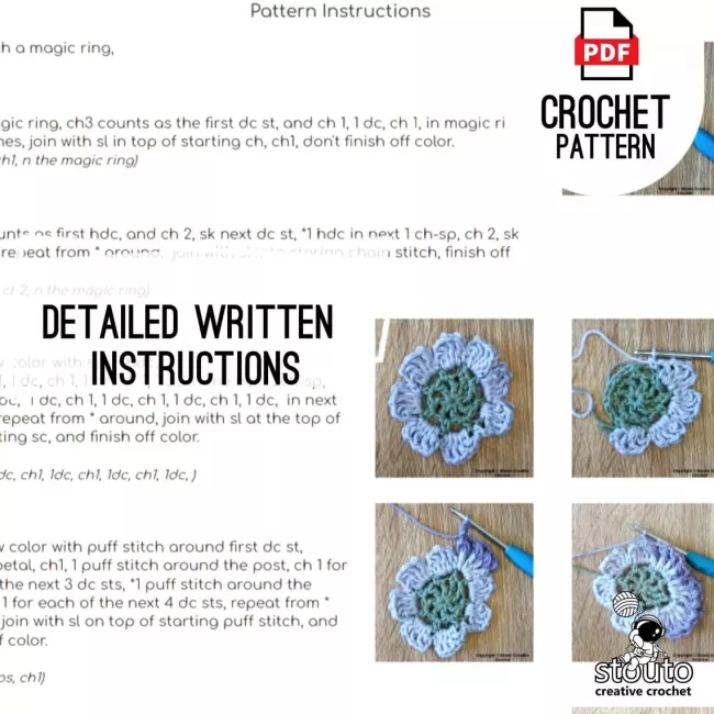 Agapanthus Crochet Block for Patchwork Blanket Projects