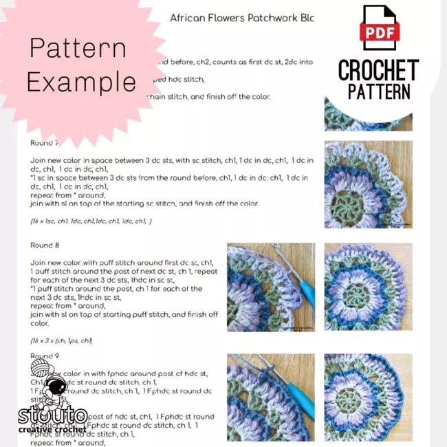 Large Crochet Flower Square Pattern for Blankets