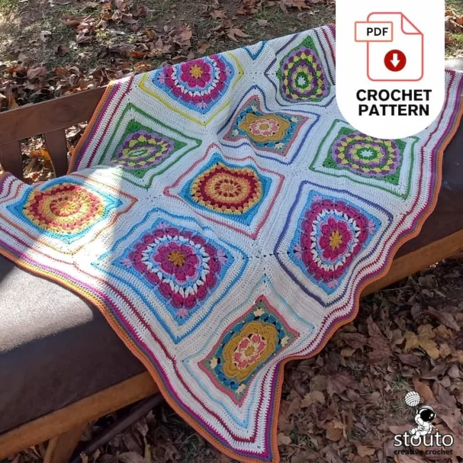 Easy large granny square crochet pattern suitable for beginners and experienced crocheters