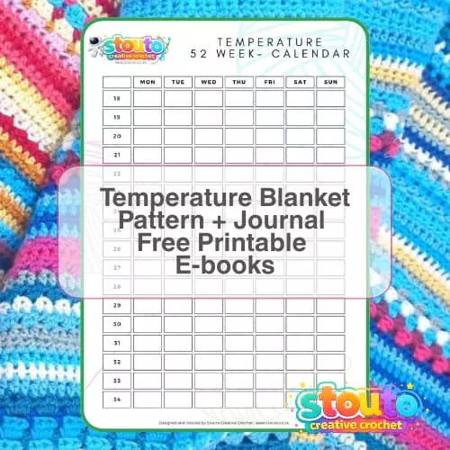 Temperature blanket tracker journal showing how to catch up missed crochet rows