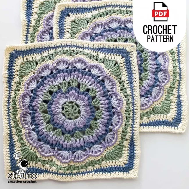Crochet Agapanthus Flower Square for Home Décor Projects