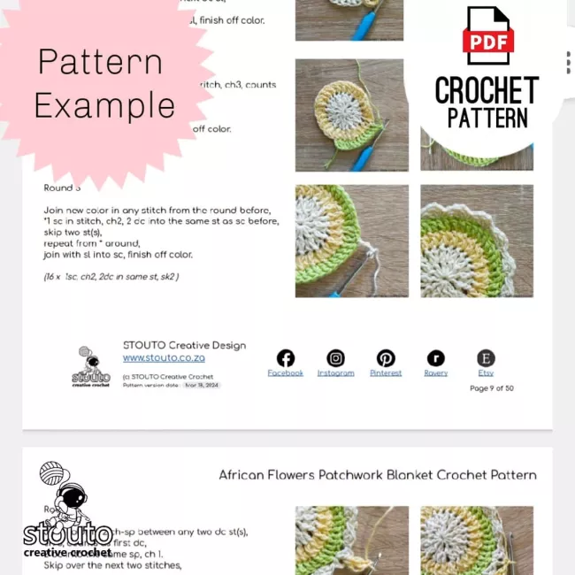 Large Floral Granny Square Protea Design 