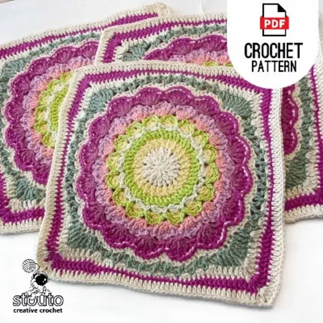 South African Protea Flower Crochet Square