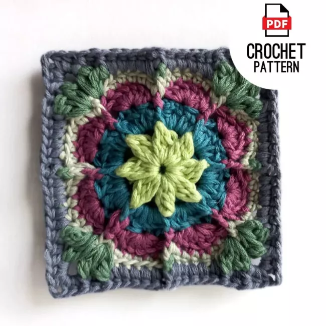Free African Daisy Crochet Block Pattern