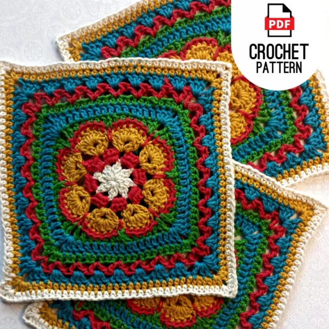Granny squares crochet Pattern African Flower